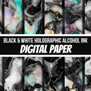 Black White Glitter Alcohol Ink Backdrop
