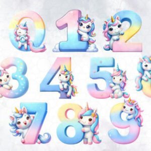 Cute Unicorn Alphabet Clipart PNG