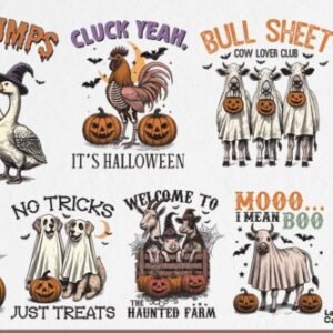 Vintage Halloween Farm PNG Bundle