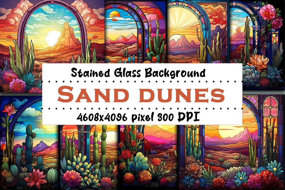 Sand Dunes Stain Glass Background Bundle