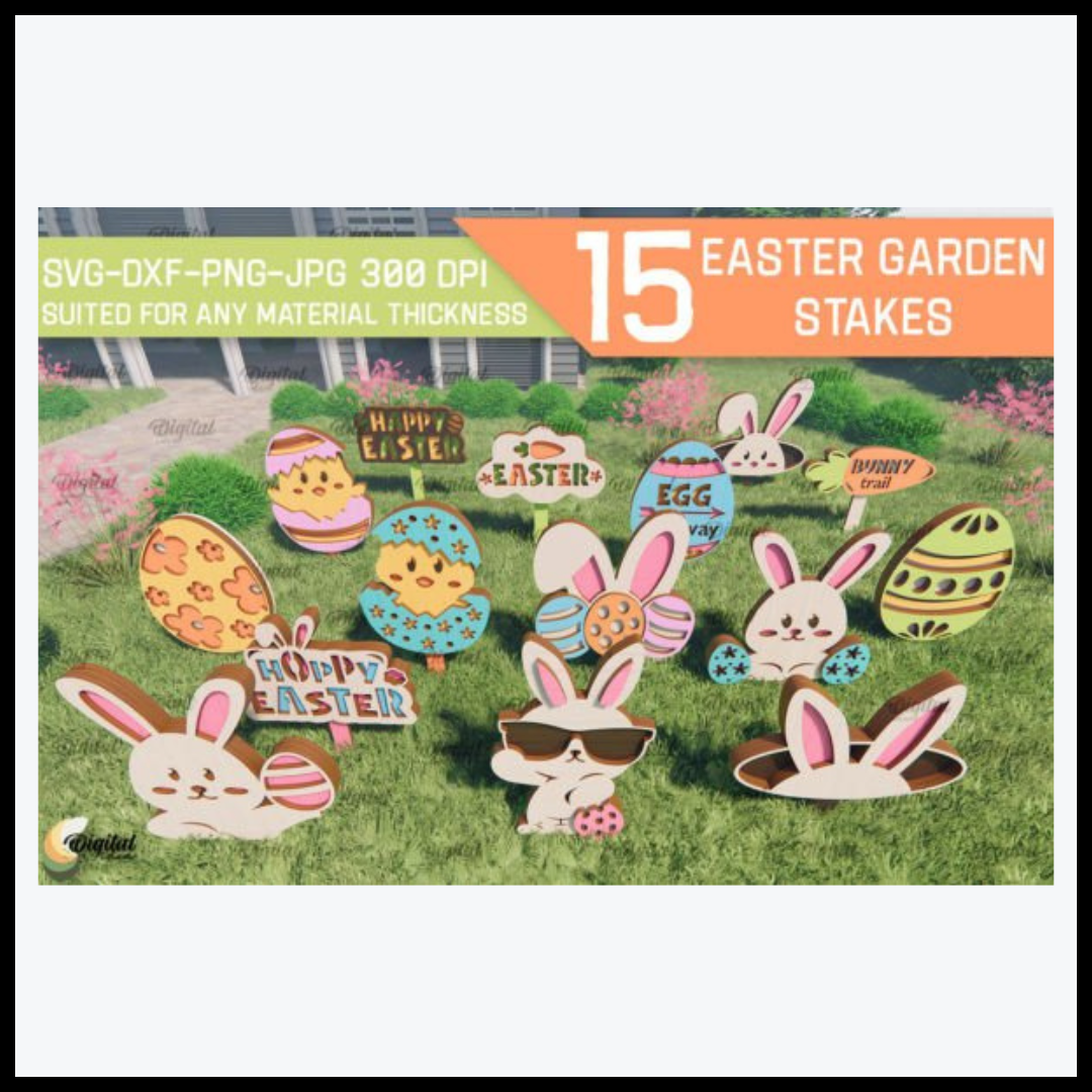 Easter Garden Stakes Laser Cut Bundle