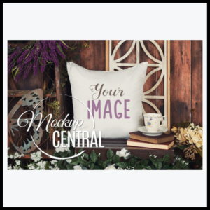 Outdoor Spring Flower Pillow Mockup