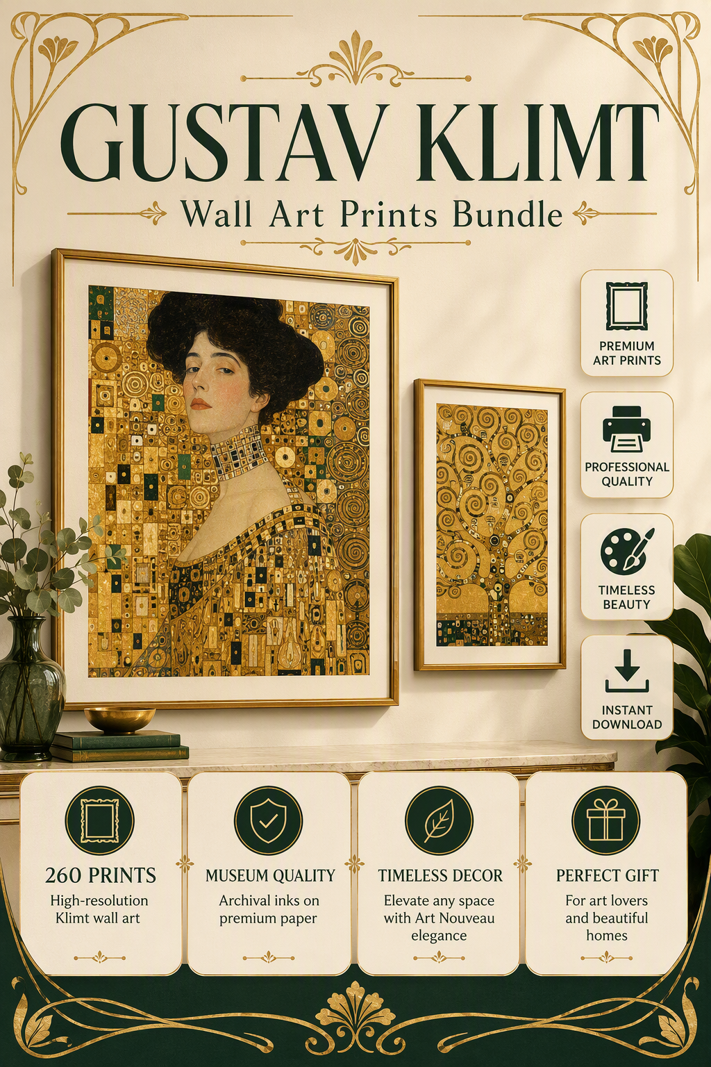 باكدج 260 لوحة جوستاف كليمت (Gustav Klimt) للطباعة والديكور