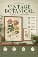 باكدج 1355 لوحة نباتات كلاسيكية (Vintage Botanical) للطباعة والديكور